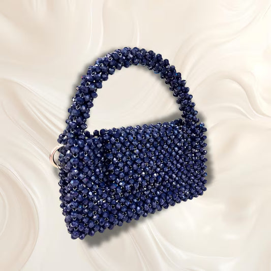 Handmade Navy Blue Crystal Beaded Evening Bag | R&M008