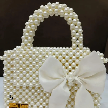 Handmade Milky Round Beaded Bag | R&M002