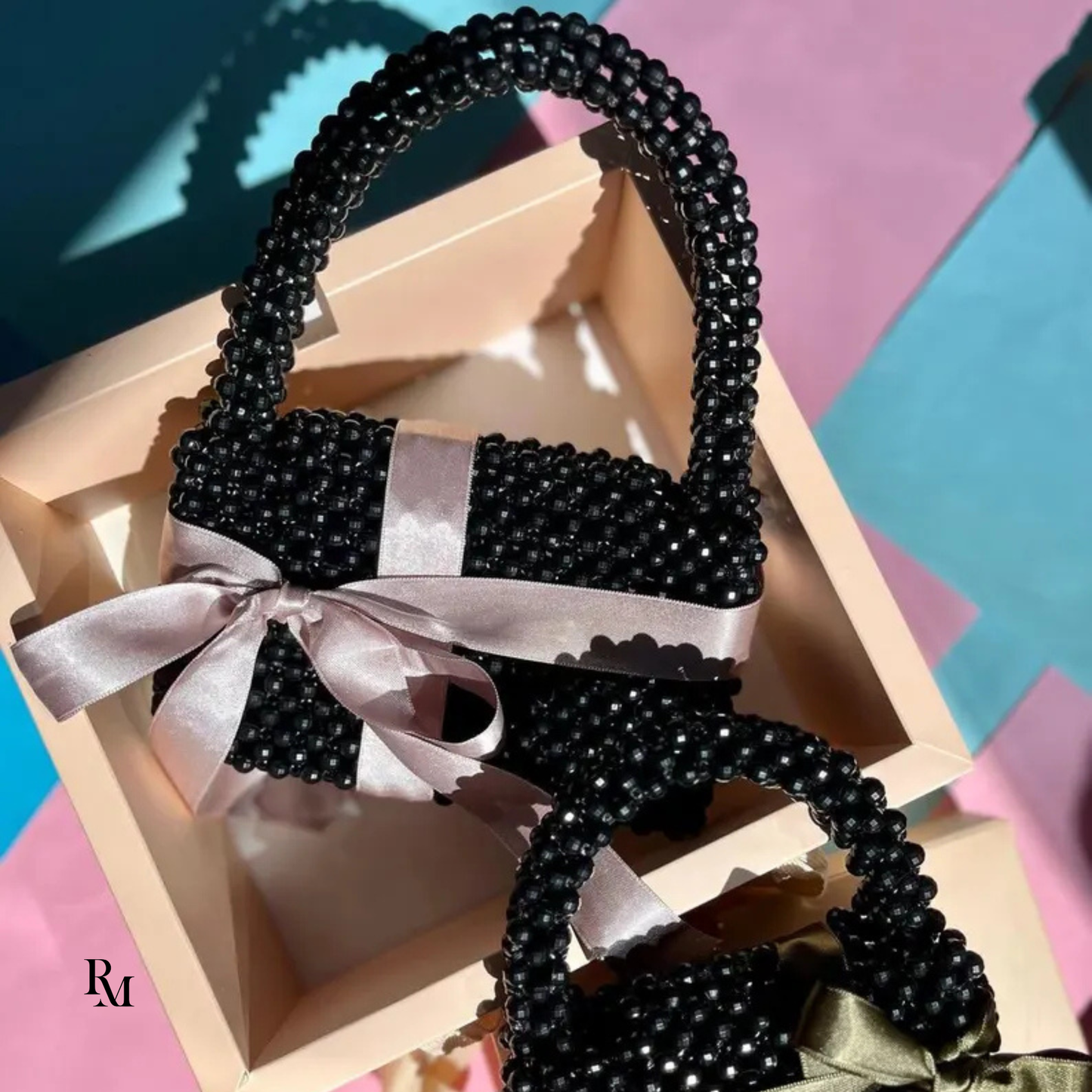 Handmade Black Crystal Beaded Wedding Bag | R&M007