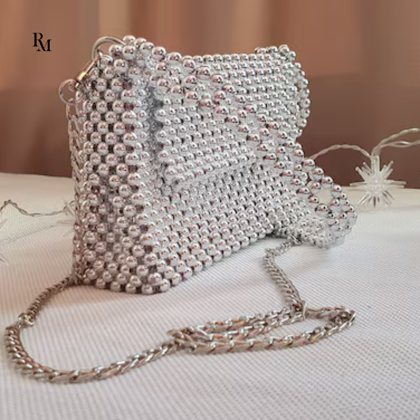 Handmade Metallic Crystal Beaded Bag | R&M012