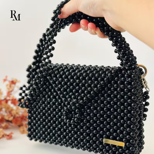 Handmade Acrylic Beaded Black Evening Bag | R&M017