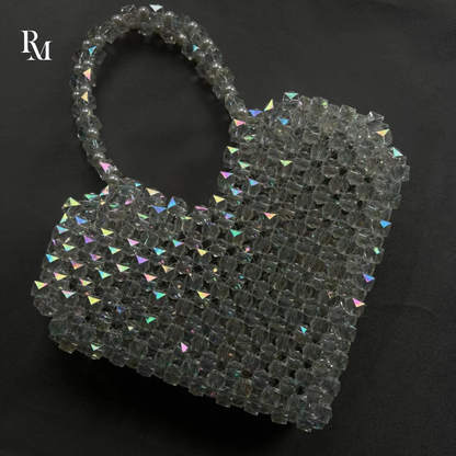 Handmade Transparent Heart Crystal Beaded Bag | R&M010