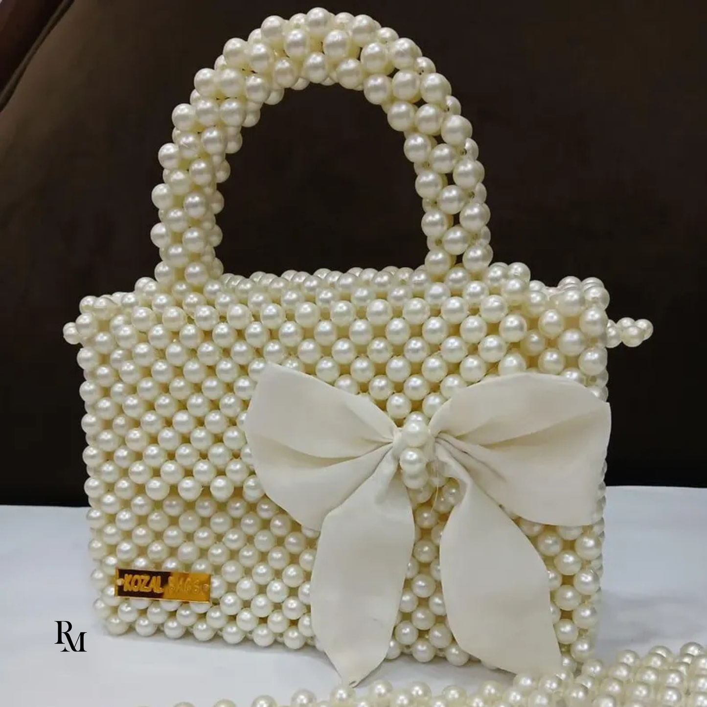 Handmade Milky Round Beaded Bag | R&M002