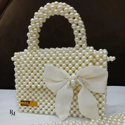 Handmade Milky Round Beaded Bag | R&M002