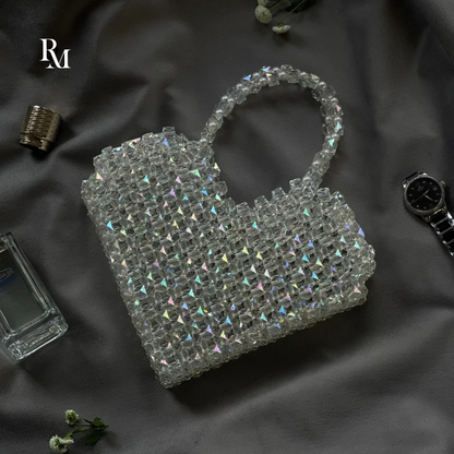 Handmade Transparent Heart Crystal Beaded Bag | R&M010