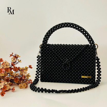 Handmade Acrylic Beaded Black Evening Bag | R&M017