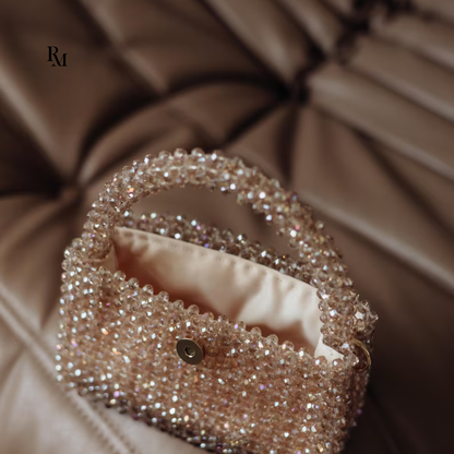 Handmade Golden Crystal Beaded Handbag | R&M011