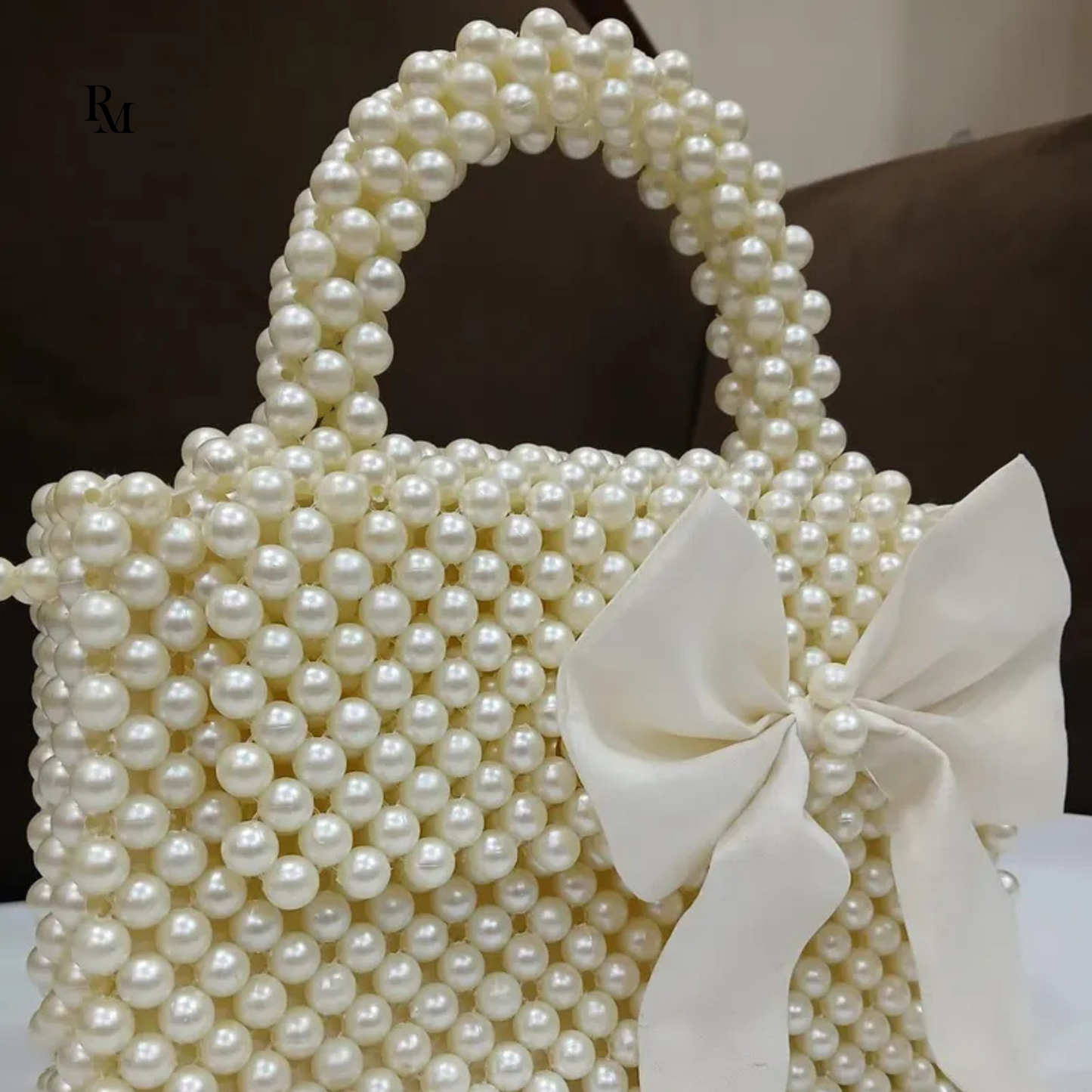 Handmade Milky Round Beaded Bag | R&M002