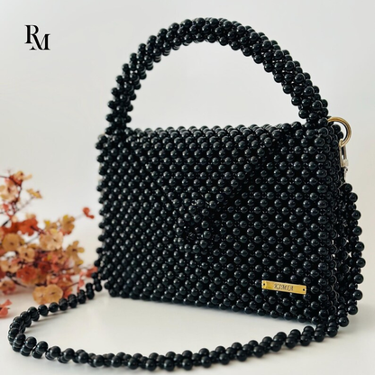 Handmade Acrylic Beaded Black Evening Bag | R&M017