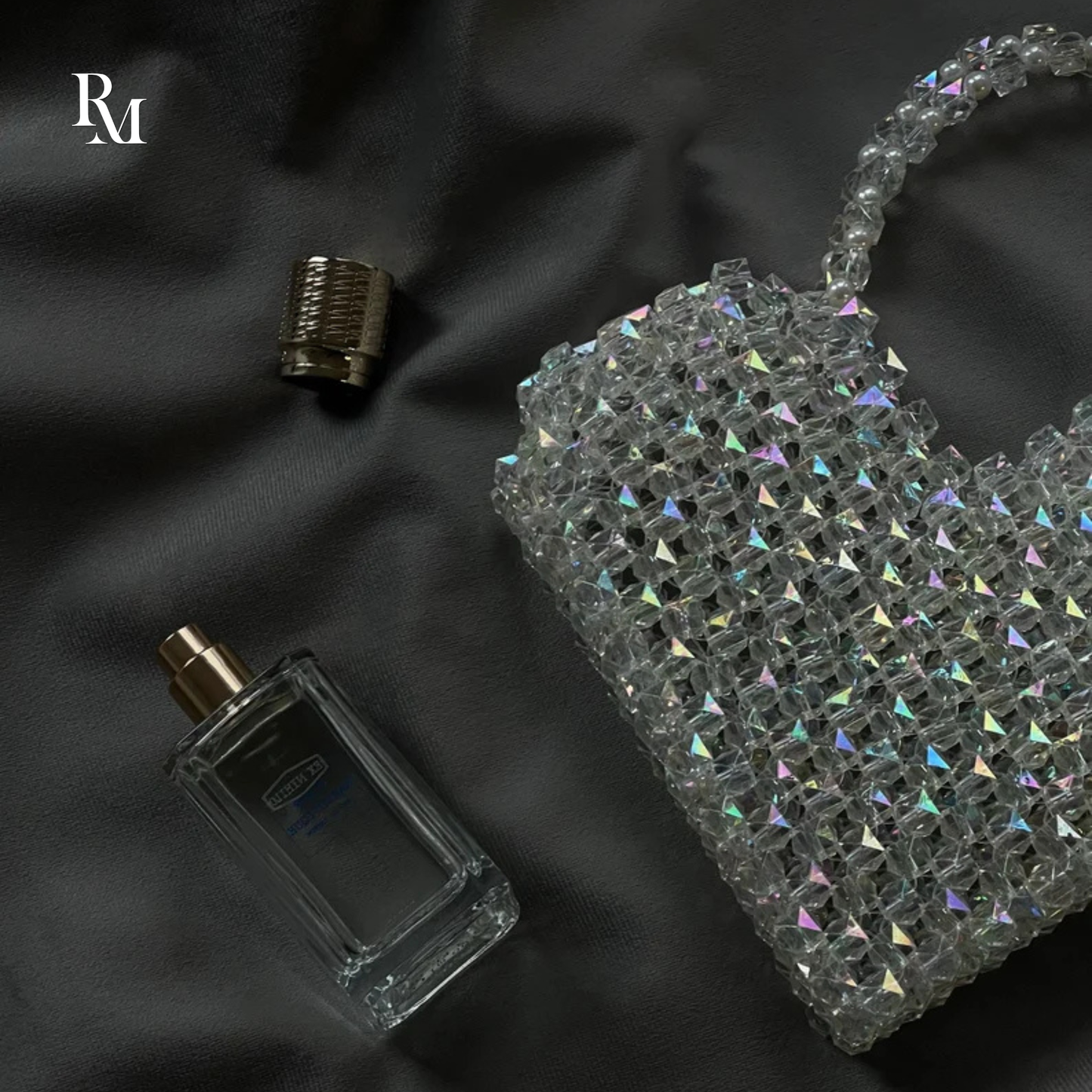 Handmade Transparent Heart Crystal Beaded Bag | R&M010