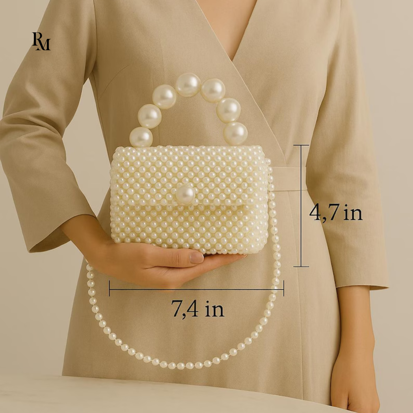Handmade Pearl Beaded Bag #0001