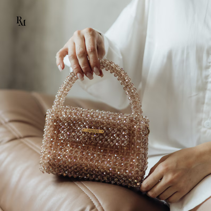 Handmade Golden Crystal Beaded Handbag | R&M011