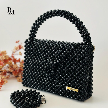 Handmade Acrylic Beaded Black Evening Bag | R&M017