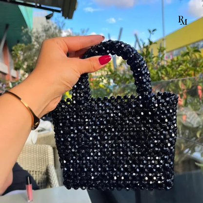 Handmade Black Crystal Beaded Wedding Bag | R&M007