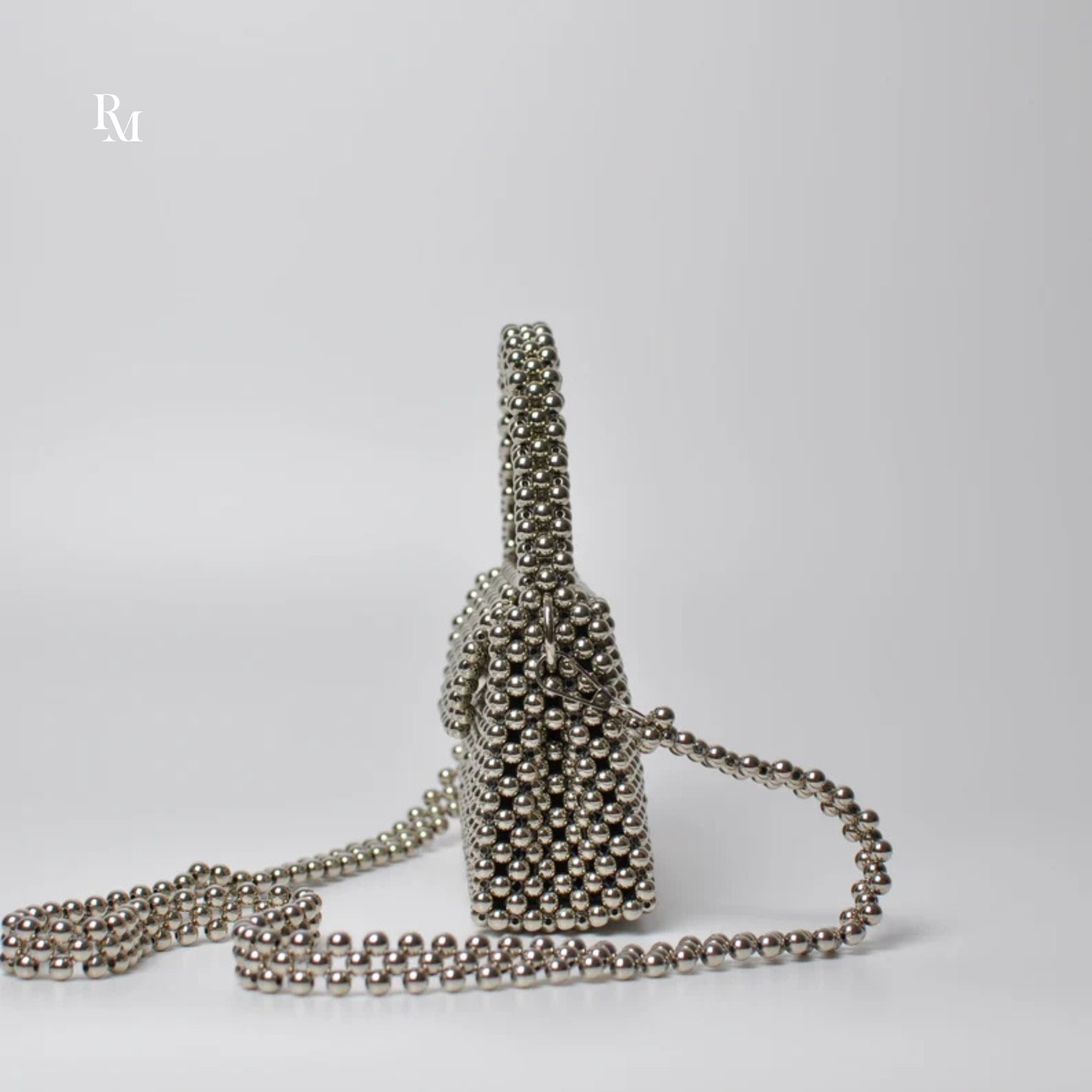 Handmade Silver Metallic Beaded Evening Bag | R&M014