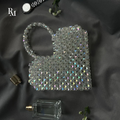 Handmade Transparent Heart Crystal Beaded Bag | R&M010