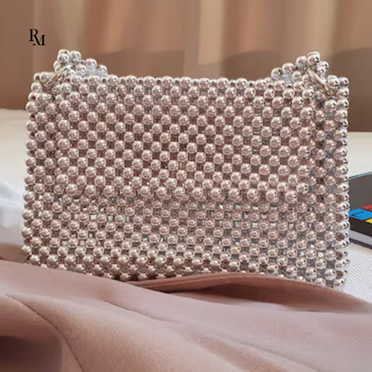 Handmade Metallic Crystal Beaded Bag | R&M012
