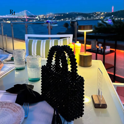 Handmade Black Crystal Beaded Wedding Bag | R&M007