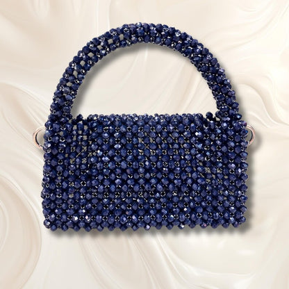 Handmade Navy Blue Crystal Beaded Evening Bag | R&M008