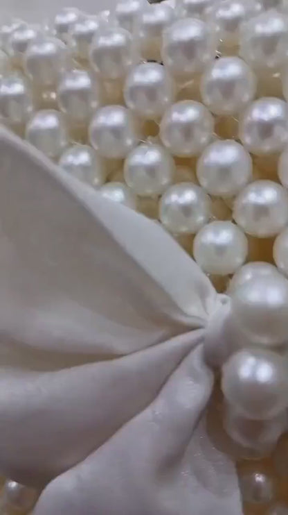 Handmade Milky Round Beaded Bag | R&M002