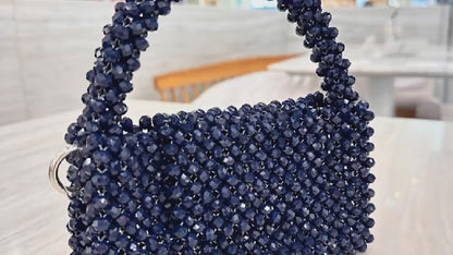 Handmade Navy Blue Crystal Beaded Evening Bag | R&M008