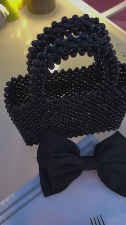 Handmade Black Crystal Beaded Wedding Bag | R&M007